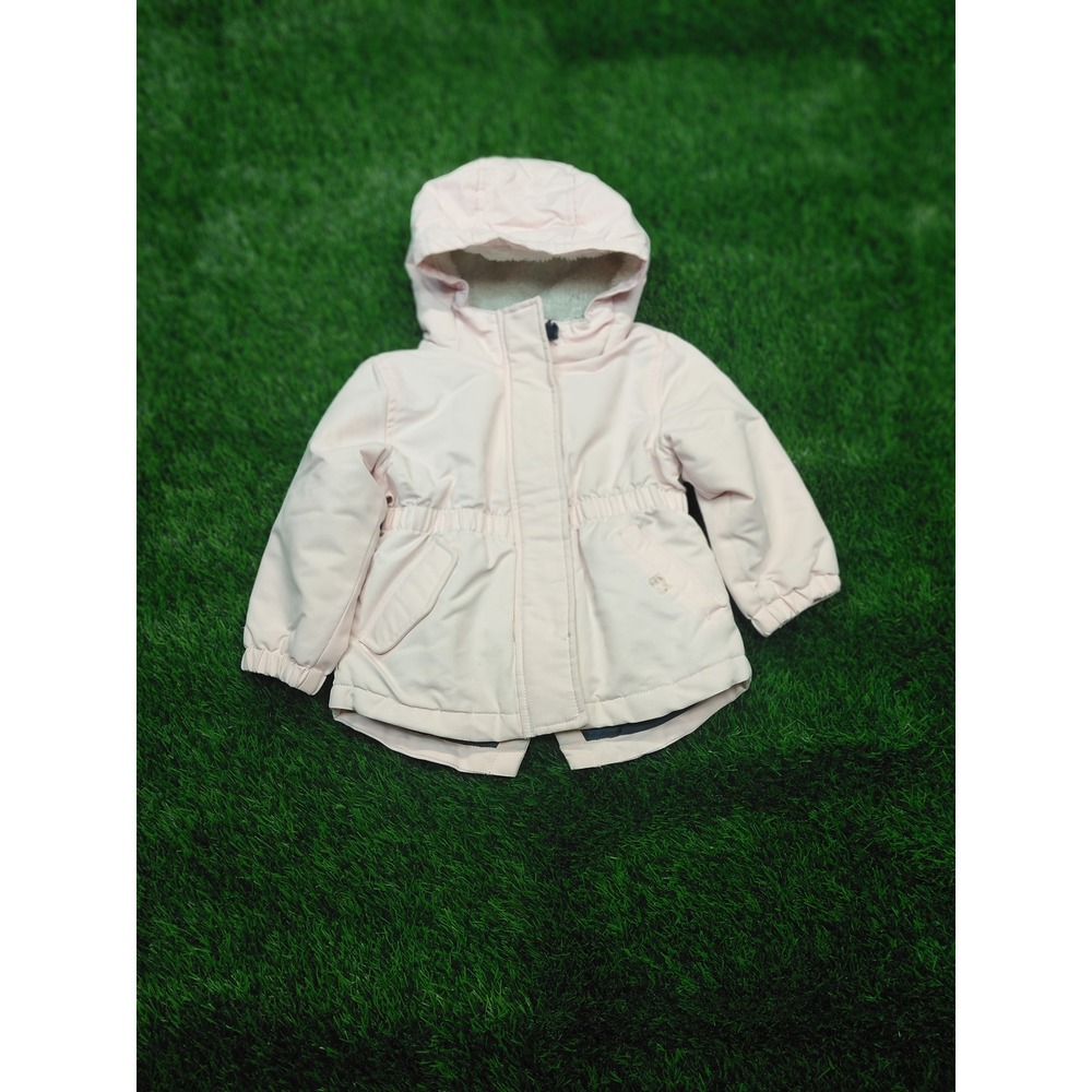 Wonder Nation Girls Hooded Puffer Jacket 2T Pink Frost Sherpa Lined Anorak Coat